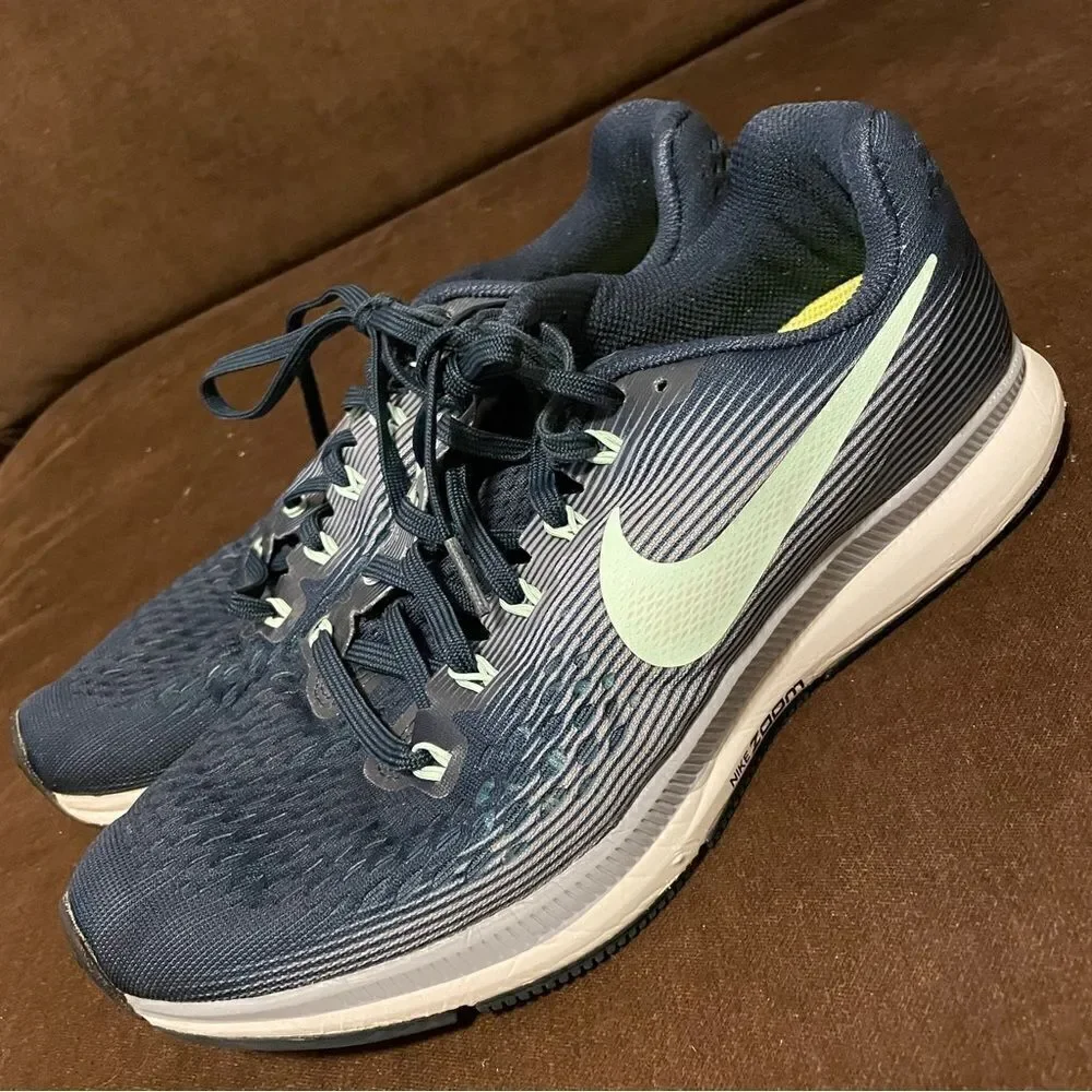 Very Good Nike Air Zoom Pegasus 34 womens running shoes 9.5 Navy blue seafoam